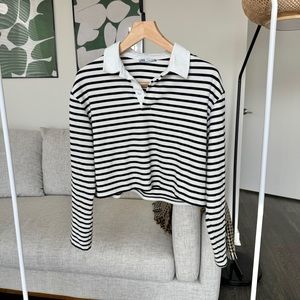 Striped long sleeve polo